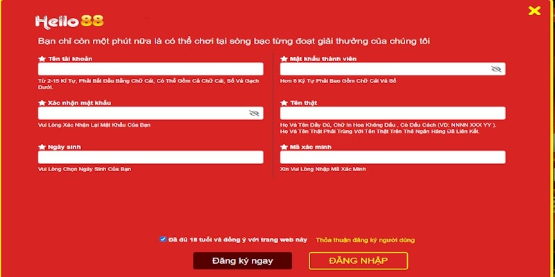Đăng Ký Hello88 Tham Gia Trải Nghiệm Cá Cược Cực Đã 2 Cung cấp thông tin chính xác để đăng ký Hello88